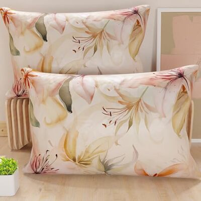 PETTI Artigiani Italiani Par örngott 50x80 cm säng, allergivänlig mikrofiberörngott, set med två örngott med blommönster, 100% tillverkad i Italien PETTI Artigiani Italiani Par örngott 50x80 cm säng, allergivänlig mikrofiberörngott, set med två örngott med blommönster, 100% tillverkad i Italien