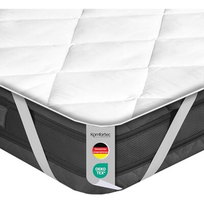 Komfortec Madrasskydd med 500 g/m² fyllning, ventilerande madrassskydd, allergiker, madrassskydd, mjukt, 160 x 200 cm Komfortec Madrasskydd med 500 g/m² fyllning, ventilerande madrassskydd, allergiker, madrassskydd, mjukt, 160 x 200 cm