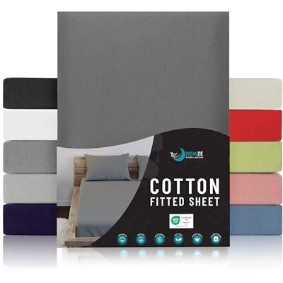 Dreamzie SPÄNNLAKAN I BOMULLSJERSEY Antracit För madrass 100 x 200 x 22 cm Certifierad fri från kemiska produkter (OEKO TEX), Spännlakan med full elastic Dreamzie SPÄNNLAKAN I BOMULLSJERSEY Antracit För madrass 100 x 200 x 22 cm Certifierad fri från kemiska produkter (OEKO TEX), Spännlakan med full elastic