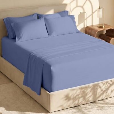 Hearth & Harbor 6-delat set med lakan – extra djupt dra-på-lakan, passar madrass från 18 – 24 rökdjup. King stålblå Hearth & Harbor 6-delat set med lakan – extra djupt dra-på-lakan, passar madrass från 18 – 24 rökdjup. King stålblå