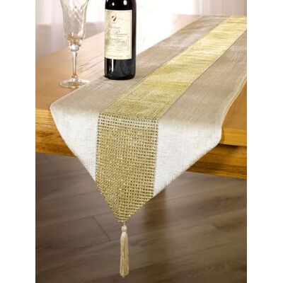 Emma Barclay Eclat Diamante gnistrande tofslöpare (bläck och guld, 33 x 183 cm (13 x 72 tum) Emma Barclay Eclat Diamante gnistrande tofslöpare (bläck och guld, 33 x 183 cm (13 x 72 tum)