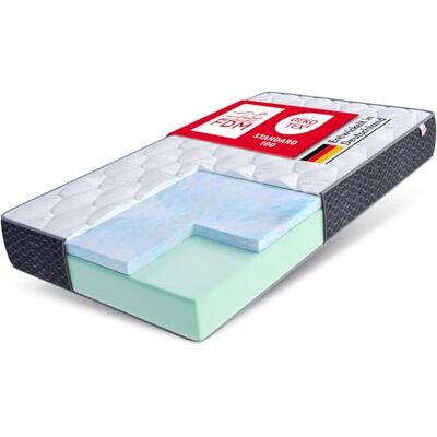 FDM Madrass 5 cm Memory Foam 120 x 200 - Höjd 26 cm - Ortopedisk, Andningsbar - Hypoallergen, Antibakteriell och Mjätteskyddende FDM Madrass 5 cm Memory Foam 120 x 200 - Höjd 26 cm - Ortopedisk, Andningsbar - Hypoallergen, Antibakteriell och Mjätteskyddende