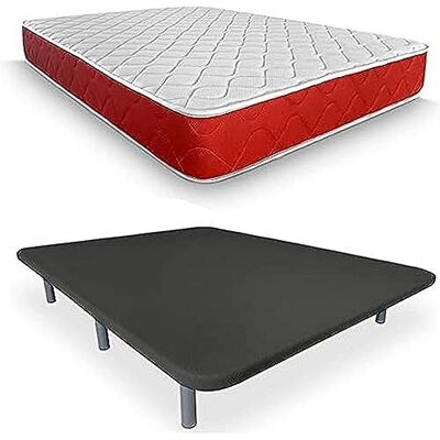 DUÉRMETE ONLINE förstärkt 3D stoppad bas anti buller med 5 förstärkningsstänger + viskoelastisk Lite reversibel madrass +6 gängade metallben 27cm, 90x190, Grå DUÉRMETE ONLINE förstärkt 3D stoppad bas anti buller med 5 förstärkningsstänger + viskoelastisk Lite reversibel madrass +6 gängade metallben 27cm, 90x190, Grå
