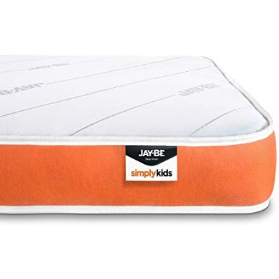 JAY-BE Simply Barn Skumfri Fjädermadrass, Stålvår, Vit/Orange, Enkel JAY-BE Simply Barn Skumfri Fjädermadrass, Stålvår, Vit/Orange, Enkel