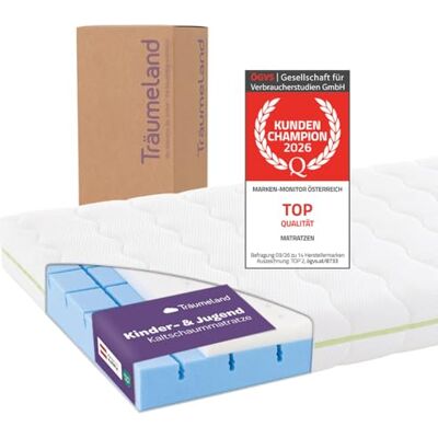Träumeland Barnmadrass 90 x 200 15 cm Madrass för barn – Oeko-TEX certifierad – vändbar och andningsaktiv – lämplig för allergiker med tvättbart tencelöverdrag – snooze-land Tillverkad i Österrike Träumeland Barnmadrass 90 x 200 15 cm Madrass för barn – Oeko-TEX certifierad – vändbar och andningsaktiv – lämplig för allergiker med tvättbart tencelöverdrag – snooze-land Tillverkad i Österrike