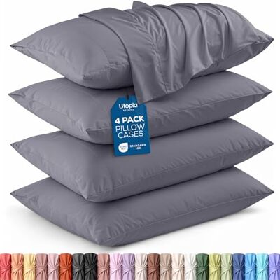 Utopia Bedding King örngott – 4-pack – kuvertstängning – mjukt borstat mikrofibertyg – krympnings- och blekningsbeständigt kuddöverdrag king size 50 x 102 cm (kung, grå) Utopia Bedding King örngott – 4-pack – kuvertstängning – mjukt borstat mikrofibertyg – krympnings- och blekningsbeständigt kuddöverdrag king size 50 x 102 cm (kung, grå)