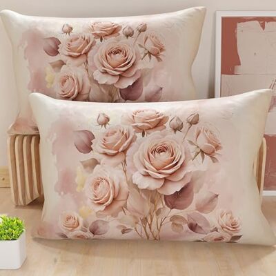 PETTI Artigiani Italiani Par örngott 50x80 cm säng, allergivänlig mikrofiberörngott, set med två örngott med blommönster, 100% tillverkad i Italien PETTI Artigiani Italiani Par örngott 50x80 cm säng, allergivänlig mikrofiberörngott, set med två örngott med blommönster, 100% tillverkad i Italien
