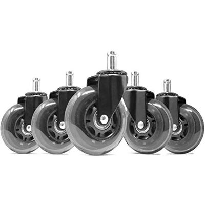 WEN CA305W 7 cm polyuretan ersättning kontorsstol svängbara möbelhjul, 5-pack, svart WEN CA305W 7 cm polyuretan ersättning kontorsstol svängbara möbelhjul, 5-pack, svart