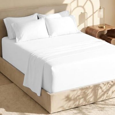 Hearth & Harbor extra djupa fickark – passar madrass 45 cm djup – extra djup ficka California King Size-ark – 6 delar Cal King Sheets – Cal King Sheets djup ficka, vit Hearth & Harbor extra djupa fickark – passar madrass 45 cm djup – extra djup ficka California King Size-ark – 6 delar Cal King Sheets – Cal King Sheets djup ficka, vit