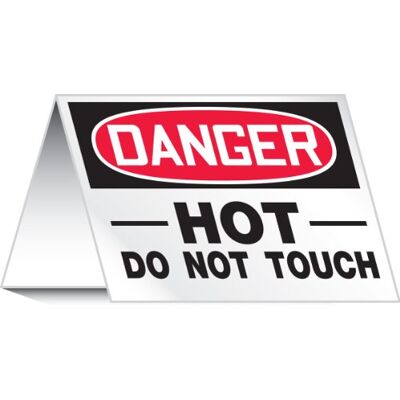 Accuform PAT727 Aluminium Tält-Stil Yta Varningsskylt, Legend "Danger HOT DO NOT Touch", 12,7 cm Höjd x 17,8 cm Bredd, Röd/Svart på Vit Accuform PAT727 Aluminium Tält-Stil Yta Varningsskylt, Legend "Danger HOT DO NOT Touch", 12,7 cm Höjd x 17,8 cm Bredd, Röd/Svart på Vit