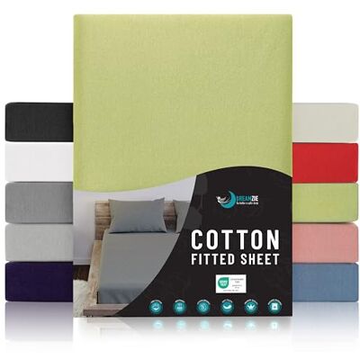 Dreamzie SPÄNNLAKAN I BOMULLSJERSEY Grönt För madrass 80 x 200 x 22 cm Certifierad fri från kemiska produkter (OEKO TEX), Spännlakan med full elastic Dreamzie SPÄNNLAKAN I BOMULLSJERSEY Grönt För madrass 80 x 200 x 22 cm Certifierad fri från kemiska produkter (OEKO TEX), Spännlakan med full elastic