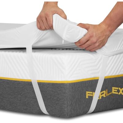 Ferlex Vattentät ViscoGel Topp 5 cm 100% viskoelastisk topper Mycket mjukt och fräscht Tencel-tyg Avtagbar och tvättbar övermadrass (105 x 190) Ferlex Vattentät ViscoGel Topp 5 cm 100% viskoelastisk topper Mycket mjukt och fräscht Tencel-tyg Avtagbar och tvättbar övermadrass (105 x 190)