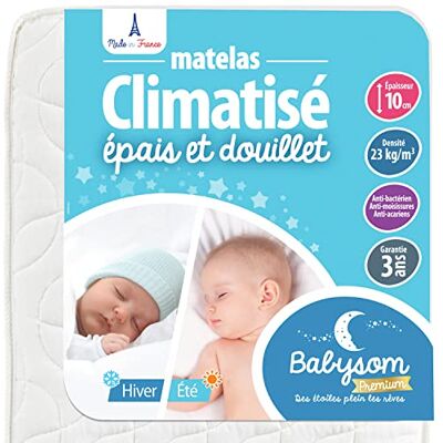 Babysom Luftkonditionerad barn/babymadrass 70 x 140 cm Vändbar: 1 sida sval och 1 ansikte Babysom Luftkonditionerad barn/babymadrass 70 x 140 cm Vändbar: 1 sida sval och 1 ansikte