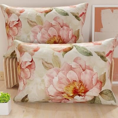 PETTI Artigiani Italiani Par örngott 50x80 cm säng, allergivänlig mikrofiberörngott, set med två örngott med blommönster, 100% tillverkad i Italien PETTI Artigiani Italiani Par örngott 50x80 cm säng, allergivänlig mikrofiberörngott, set med två örngott med blommönster, 100% tillverkad i Italien