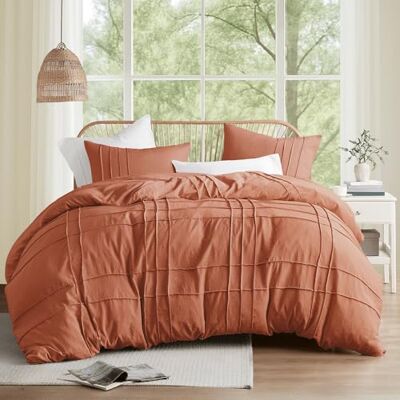 Comfort Spaces Clay King Size Comforter Set 3 Pieces Pintuck Pleated Bedding Sets King, All Season Lightweight, Extra Softness Pre-Washed Microfiber King Bed Set, Shams, King Comfort Spaces Clay King Size Comforter Set 3 Pieces Pintuck Pleated Bedding Sets King, All Season Lightweight, Extra Softness Pre-Washed Microfiber King Bed Set, Shams, King