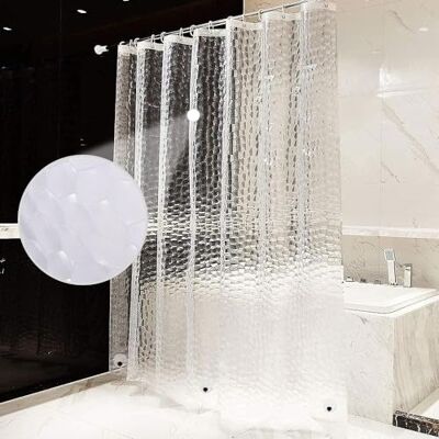 AiQInu Mögelresistent duschdraperi 200 x 200 cm, EVA duschdraperi med vikt, 3D transparent vattentät lätt att rengöra duschdraperier för familj, sovsal, hotell AiQInu Mögelresistent duschdraperi 200 x 200 cm, EVA duschdraperi med vikt, 3D transparent vattentät lätt att rengöra duschdraperier för familj, sovsal, hotell