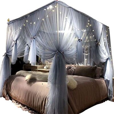 Joyreap 4 hörnstolpe sänggardin för flickor och vuxna – kungligt lyxigt mysigt draperingsnät – söt prinsessa sovrum dekorationstillbehör (gråblå, 218 cm B x 198 cm L, kung) Joyreap 4 hörnstolpe sänggardin för flickor och vuxna – kungligt lyxigt mysigt draperingsnät – söt prinsessa sovrum dekorationstillbehör (gråblå, 218 cm B x 198 cm L, kung)