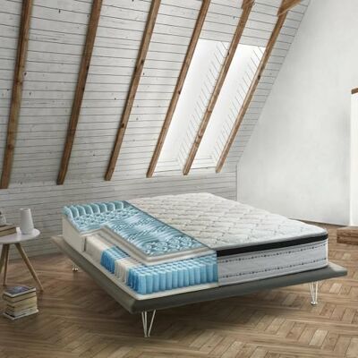 Talamo Italia Matelas simple Laila, déhoussable en Memory Foam+Gel et ressorts ensachés, 100% Made in Italy, anti-acariens et hypoallergénique, 80x190h27 cm Talamo Italia Matelas simple Laila, déhoussable en Memory Foam+Gel et ressorts ensachés, 100% Made in Italy, anti-acariens et hypoallergénique, 80x190h27 cm