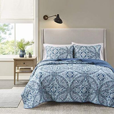 Comfort Spaces Komfortutrymmen hela säsongen, lätt, överkast sängkläder, matchande örngott, mikrofiber, Gloria Aqua, Full/Queen Comfort Spaces Komfortutrymmen hela säsongen, lätt, överkast sängkläder, matchande örngott, mikrofiber, Gloria Aqua, Full/Queen