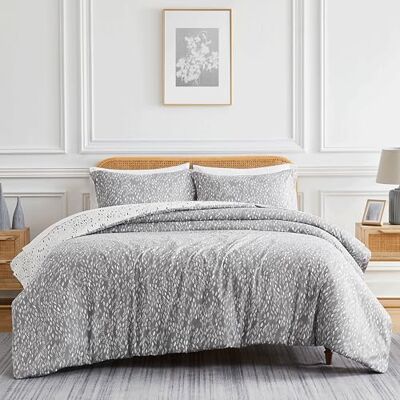 Southshore Fine Living, Inc. kollektion med botaniska löv – premiumkvalitet, mjuk, rynkfri, bleknar och fläckbeständig, enkel skötsel, överdimensionerat påslakanset King/California King, grå Southshore Fine Living, Inc. kollektion med botaniska löv – premiumkvalitet, mjuk, rynkfri, bleknar och fläckbeständig, enkel skötsel, överdimensionerat påslakanset King/California King, grå