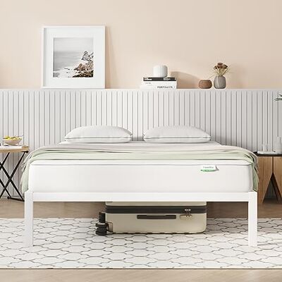 Novilla 30,5 cm metall super king size-sängram, plattform sängram med brusreducerande design, konstruerat trälamellstöd, solida stödben, enkel montering, förvaringsutrymme under sängen 180 x 200 cm, Novilla 30,5 cm metall super king size-sängram, plattform sängram med brusreducerande design, konstruerat trälamellstöd, solida stödben, enkel montering, förvaringsutrymme under sängen 180 x 200 cm,