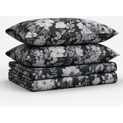 Tribeca Living Twin XL sänglakanset, 300 trådtäthet mjuk bomullssate, blommönster med extra djupa fickor, 3-delat bäddsset, Vernazza kol/flerfärgad Tribeca Living Twin XL sänglakanset, 300 trådtäthet mjuk bomullssate, blommönster med extra djupa fickor, 3-delat bäddsset, Vernazza kol/flerfärgad