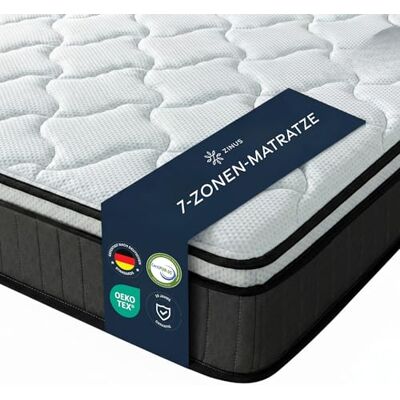 Zinus Tight Top fickfjädermadrass 90 x 190 cm – ortopedisk madrass med hårdhetsgrad medel – återvunnen stoppning och skum med hög densitet för komfort – höjd 25 cm – Oeko-TEX certifierad Zinus Tight Top fickfjädermadrass 90 x 190 cm – ortopedisk madrass med hårdhetsgrad medel – återvunnen stoppning och skum med hög densitet för komfort – höjd 25 cm – Oeko-TEX certifierad