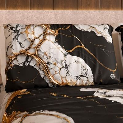 PETTI Artigiani Italiani MARBLELIZED par kuddfodral med dubbelsidig utskrift, 50 x 80 cm, örngott med elegant svart och vit marmoreffekt, som present, 100% tillverkad i Italien PETTI Artigiani Italiani MARBLELIZED par kuddfodral med dubbelsidig utskrift, 50 x 80 cm, örngott med elegant svart och vit marmoreffekt, som present, 100% tillverkad i Italien