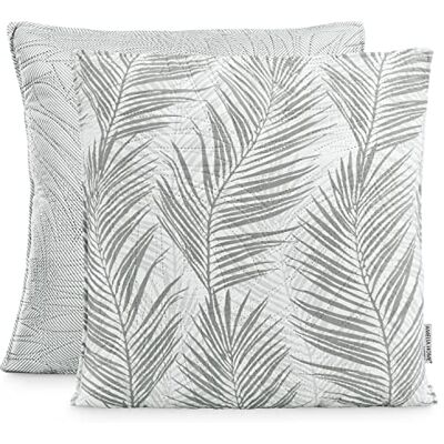 AmeliaHome 2 örngott dubbelsidig ultrasonic-quiltning 45 x 45 cm växtmönster grå vit tropisk bonaire AmeliaHome 2 örngott dubbelsidig ultrasonic-quiltning 45 x 45 cm växtmönster grå vit tropisk bonaire