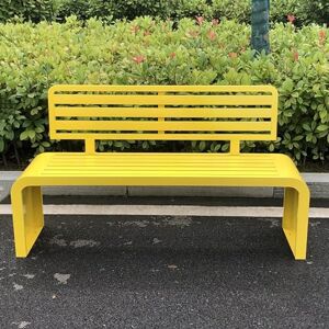 Cxlly Panchina Da Esterno, Panca Da Giardino In Metallo Con Schienale, Panca Da Portico Con Sedile A Doghe Per Parco, Cortile, Prato, Arredamento Esterno, Divanetto Da Parco (Color : Yellow, Size : 120cm/