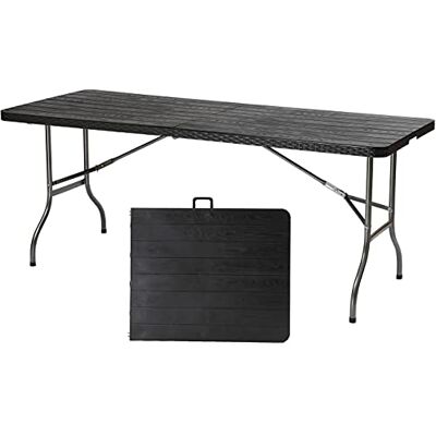 Sekey Buffébord, vikbart, rottingutseende, campingbord, festbord, fällbord, trädgårdsbord med bärhandtag för trädgård, balkong, terrass, 150,5 x 70,5 x 73 cm, antracit Sekey Buffébord, vikbart, rottingutseende, campingbord, festbord, fällbord, trädgårdsbord med bärhandtag för trädgård, balkong, terrass, 150,5 x 70,5 x 73 cm, antracit