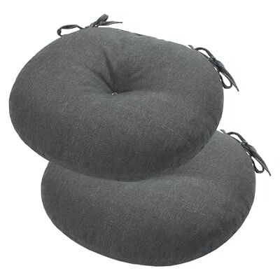 FUNHOME Bistro stolskuddar med knytband, tuftad uteplats runda sittplatser utomhus 38 cm x 35 cm x 10 cm, set med 2, vattentäta stolkuddar för barstol hem trädgård köksmöbler (kolgrå) FUNHOME Bistro stolskuddar med knytband, tuftad uteplats runda sittplatser utomhus 38 cm x 35 cm x 10 cm, set med 2, vattentäta stolkuddar för barstol hem trädgård köksmöbler (kolgrå)