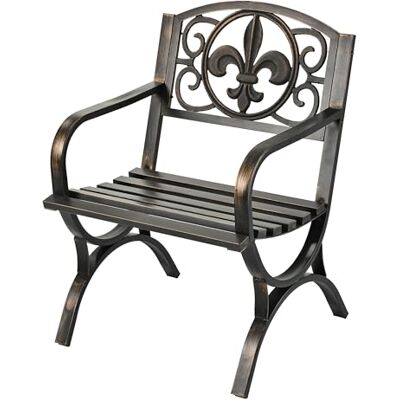 Relaxdays trädgårdsstol, med armstöd, extra bred, metall, svart/brons antik trädgårdsstol, HBT: 85,5 x 60 x 56 cm Relaxdays trädgårdsstol, med armstöd, extra bred, metall, svart/brons antik trädgårdsstol, HBT: 85,5 x 60 x 56 cm