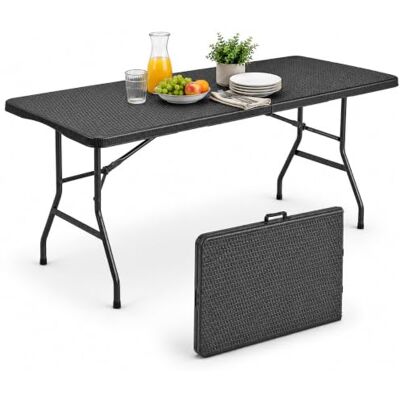 Brigros Fällbart trädgårdsbord perfekt som campingbord, buffébord, kök Fällbara bord med platsbesparande handtag (svart) 180 x 74 x 74 x 74) Brigros Fällbart trädgårdsbord perfekt som campingbord, buffébord, kök Fällbara bord med platsbesparande handtag (svart) 180 x 74 x 74 x 74)