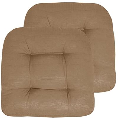 Sweet Home Collection uteplats kuddar utomhus stolsdynor premium bekväm tjock fiberfyllning tuftad 48 cm x 48 cm sittskydd, 2 st (paket med 1), brungrå Sweet Home Collection uteplats kuddar utomhus stolsdynor premium bekväm tjock fiberfyllning tuftad 48 cm x 48 cm sittskydd, 2 st (paket med 1), brungrå