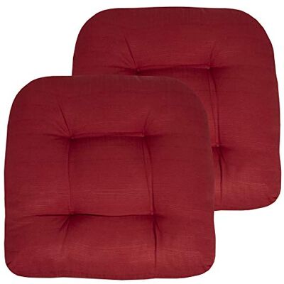 Sweet Home Collection uteplats kuddar utomhus stolsdynor premium bekväm tjock fiberfyllning tuftad 48 cm x 48 cm sittskydd, 2-pack, röd Sweet Home Collection uteplats kuddar utomhus stolsdynor premium bekväm tjock fiberfyllning tuftad 48 cm x 48 cm sittskydd, 2-pack, röd