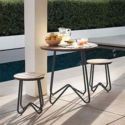 Novogratz 3-delad poolside Bobbi utomhus bistro set, kolgrå Novogratz 3-delad poolside Bobbi utomhus bistro set, kolgrå