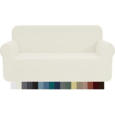 CHUN YI 1 del Jacquard rutigt stretchigt tyg, soffskydd, elegant sofföverdrag för 3-sits soffa soffa hållbart möbelskydd (3-sits, elfenben) CHUN YI 1 del Jacquard rutigt stretchigt tyg, soffskydd, elegant sofföverdrag för 3-sits soffa soffa hållbart möbelskydd (3-sits, elfenben)