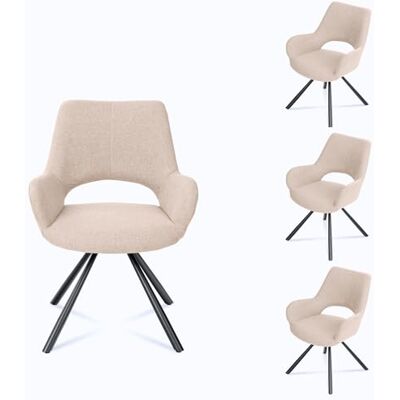 MEUBLE COSY Set med 4 skandinaviska matsalsstolar med ryggstöd och armstöd fåtölj för vardagsrum kök kontor, vadderad sits i metallben, beige, 58,5 x 59 x 81 cm, 58,5 x 59 x 81 cm MEUBLE COSY Set med 4 skandinaviska matsalsstolar med ryggstöd och armstöd fåtölj för vardagsrum kök kontor, vadderad sits i metallben, beige, 58,5 x 59 x 81 cm, 58,5 x 59 x 81 cm