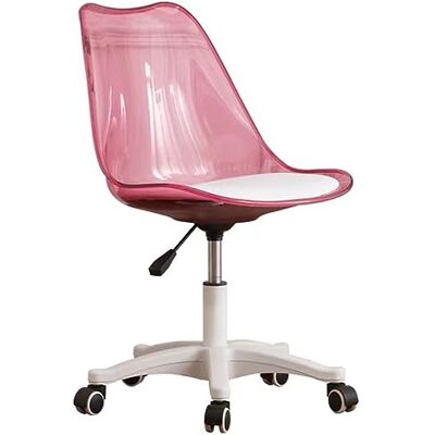Shally Dogan Skrivbordsstol med 5 svängbara hjul, transparent polypropylenryggstöd, ergonomisk fåtölj med vadderad sits med hög densitet, perfekt för barnrum, kontor, hem (rosa) Shally Dogan Skrivbordsstol med 5 svängbara hjul, transparent polypropylenryggstöd, ergonomisk fåtölj med vadderad sits med hög densitet, perfekt för barnrum, kontor, hem (rosa)