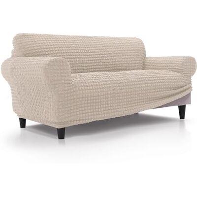 FAVERTI ® Superstretchigt 3-sits sofföverdrag 180 till 230 cm BUFALI-modell Beige Perfekt överdrag för alla soffformer 3D Jacquard tyg kvalitetsskydd bomullskänsla FAVERTI ® Superstretchigt 3-sits sofföverdrag 180 till 230 cm BUFALI-modell Beige Perfekt överdrag för alla soffformer 3D Jacquard tyg kvalitetsskydd bomullskänsla