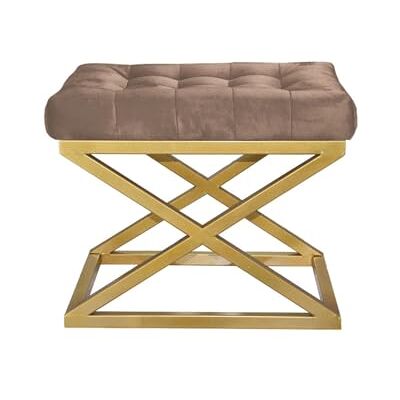 Atelier Del Sofa Atelier Del Soffa, snygg muff med metallram, 50 cm x 42 cm x 40 cm 100% polyester babyface tyg i guld och brun Perfekt för moderna vardagsrum och sovrum Atelier Del Sofa Atelier Del Soffa, snygg muff med metallram, 50 cm x 42 cm x 40 cm 100% polyester babyface tyg i guld och brun Perfekt för moderna vardagsrum och sovrum