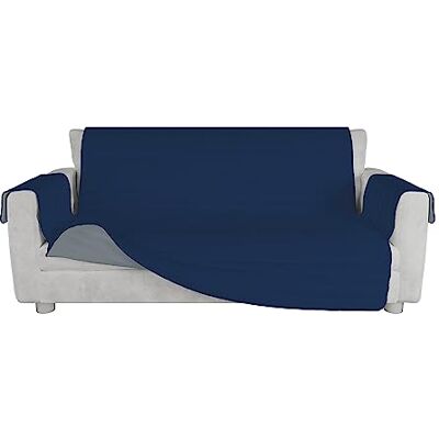Italian Bed Linen Trendig vadderad soffa, Mörkblå/Ljusgrå, 3-sits Italian Bed Linen Trendig vadderad soffa, Mörkblå/Ljusgrå, 3-sits