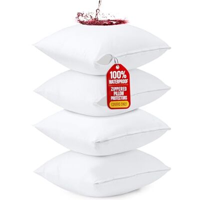 Utopia Bedding Dragkedja, vattentäta kuddöverdrag (inga kuddinsatser), europeisk (paket med 4, vit), vägglössäker, dekoratitv kuddöverdrag för utomhusbruk, säng, soffa, 66 x 66 cm Utopia Bedding Dragkedja, vattentäta kuddöverdrag (inga kuddinsatser), europeisk (paket med 4, vit), vägglössäker, dekoratitv kuddöverdrag för utomhusbruk, säng, soffa, 66 x 66 cm