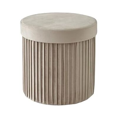 Relaxdays sammetspall, förvaringspuff, stoppad, vikbar, HxD: 38 x 38 cm, rund ottoman, beige Relaxdays sammetspall, förvaringspuff, stoppad, vikbar, HxD: 38 x 38 cm, rund ottoman, beige