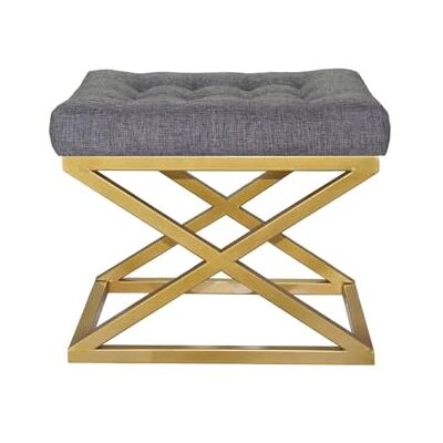 Atelier Del Sofa Atelier Del Soffa snygg tofs med metallram, 50 cm bred, 42 cm höjd, 40 cm djup lyxig grå polyester sammet och guldaccenter Perfekt för moderna living utrymmen Atelier Del Sofa Atelier Del Soffa snygg tofs med metallram, 50 cm bred, 42 cm höjd, 40 cm djup lyxig grå polyester sammet och guldaccenter Perfekt för moderna living utrymmen