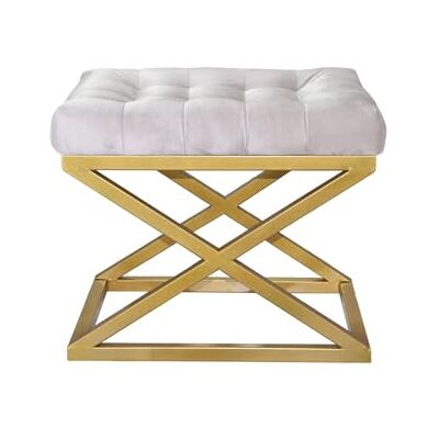 Atelier Del Sofa Atelier Del Soffa, snygg puff med metallram, 50 cm bred, 42 cm höjd, 40 cm djup 100% polyester babyface, elegant guld och vit design Perfekt för moderna living utrymmen Atelier Del Sofa Atelier Del Soffa, snygg puff med metallram, 50 cm bred, 42 cm höjd, 40 cm djup 100% polyester babyface, elegant guld och vit design Perfekt för moderna living utrymmen