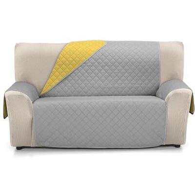Martina Home Vändbar 2-sits bärnsten quiltad soffa överdrag XL senap/pärla Martina Home Vändbar 2-sits bärnsten quiltad soffa överdrag XL senap/pärla