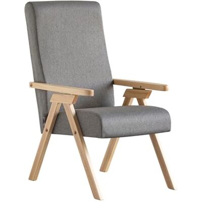 ESSEGI Fåtölj trä FIAMMETTA Relax vilstol NATURAL tyg grå avtagbar ESSEGI Fåtölj trä FIAMMETTA Relax vilstol NATURAL tyg grå avtagbar