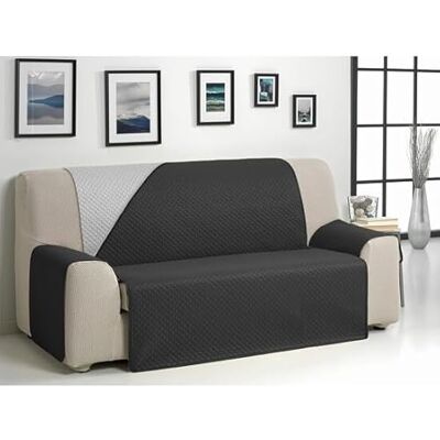 ECOMMERC3 Överdrag för 3-sits soffa XL extra mjuk känsla justerbart sofföverdrag med stoppning grå/blå Reversbile sofföverdrag ECOMMERC3 Överdrag för 3-sits soffa XL extra mjuk känsla justerbart sofföverdrag med stoppning grå/blå Reversbile sofföverdrag